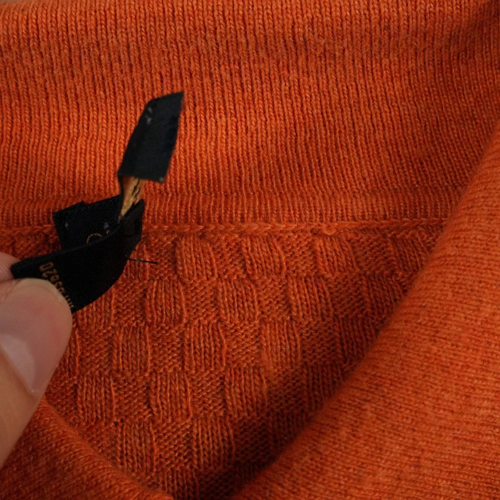 Gitman Bros Polo Sweater Mens XXL Orange Merino Cashmere Blend Made in Italy